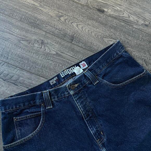 Vintage Y2K Anchor Blue Dark Denim Baggy Long Shorts Jorts - Picture 4 of 8